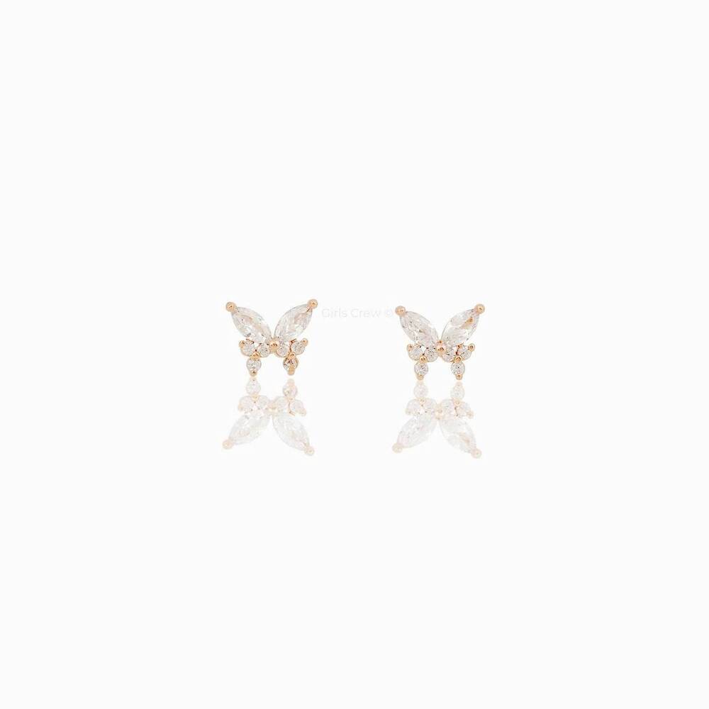 NEW GIRLS CREW remember me rose gold studs earring in butterfly studs